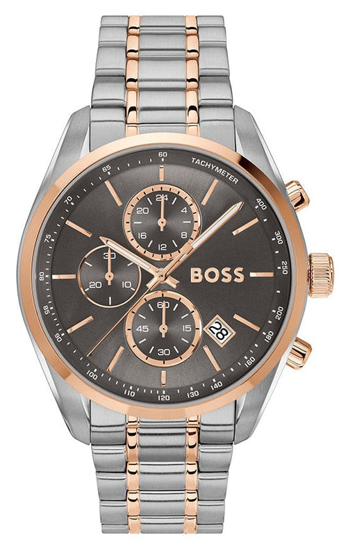 Buy Shop Hugo Boss Grand Prix Chronograph Grey Dial Two Tone Steel Strap Watch for Men - 1514252 USA Online