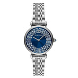 Buy Shop Emporio Armani Gianni T-Bar Blue Dial Silver Steel Strap Watch for Women - AR11627 USA Online