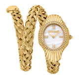Buy Shop Just Cavalli Twined Mother of Pearl Dial Gold Steel Strap Watch for Women - JC1L305M0025 USA Online