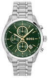 Buy Shop Hugo Boss Grand Prix Chronograph Green Dial Silver Steel Strap Watch for Men - 1514266 USA Online