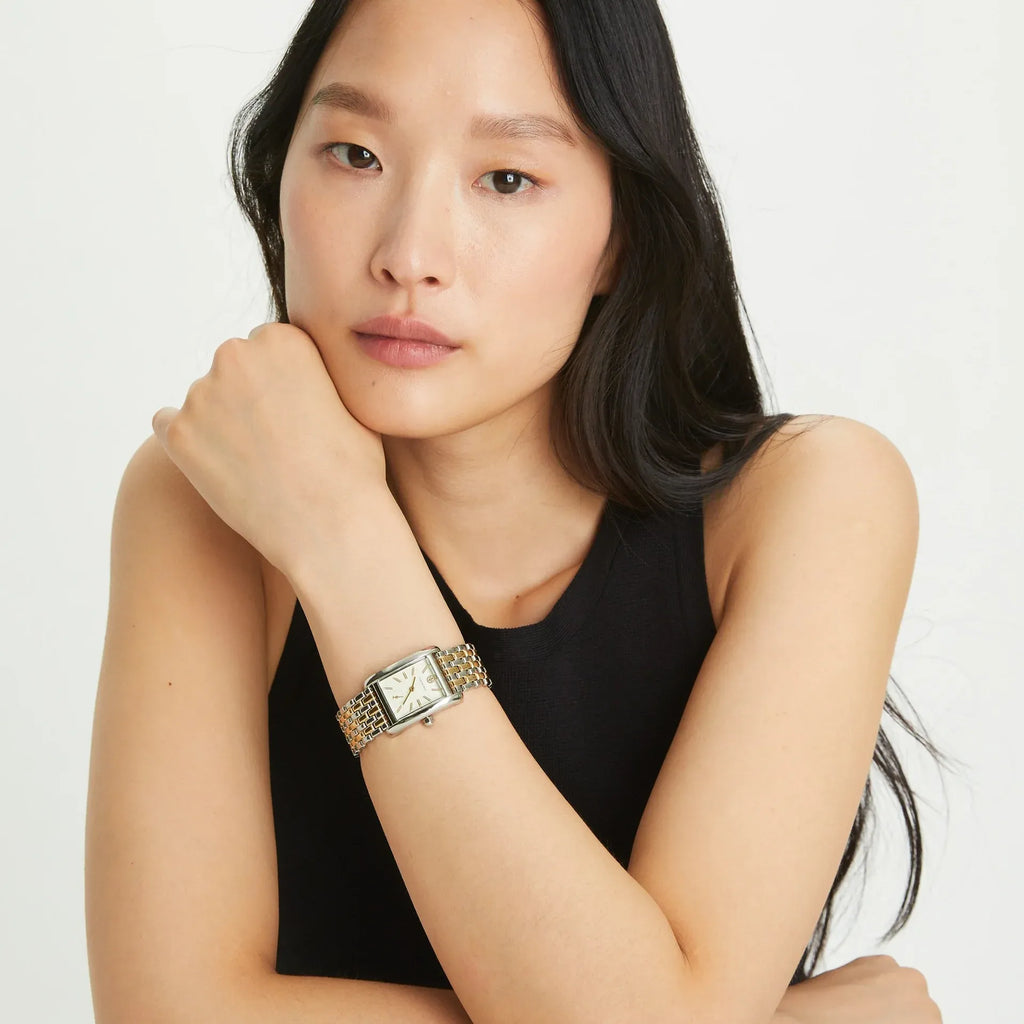 Buy Shop Tory Burch Eleanor White Dial Two Tone Steel Strap Watch for Women - TBW1070 USA Online