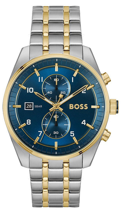 Buy Shop Hugo Boss Skytraveller Chronograph Blue Dial Two Tone Steel Strap Watch for Men - 1514247 USA Online