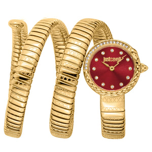 Buy Shop Just Cavalli Enchanting Red Dial Gold Steel Strap Watch for Women - JC1L302M0035 USA Online