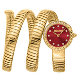 Buy Shop Just Cavalli Enchanting Red Dial Gold Steel Strap Watch for Women - JC1L302M0035 USA Online
