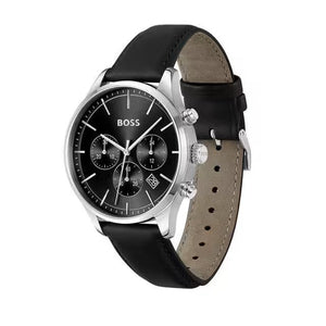 Buy Shop Hugo Boss Avery Chronograph Black Dial Black Leather Strap Watch for Men - 1514211 USA Online