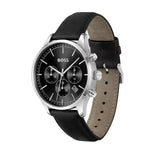 Buy Shop Hugo Boss Avery Chronograph Black Dial Black Leather Strap Watch for Men - 1514211 USA Online