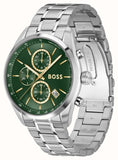 Buy Shop Hugo Boss Grand Prix Chronograph Green Dial Silver Steel Strap Watch for Men - 1514266 USA Online