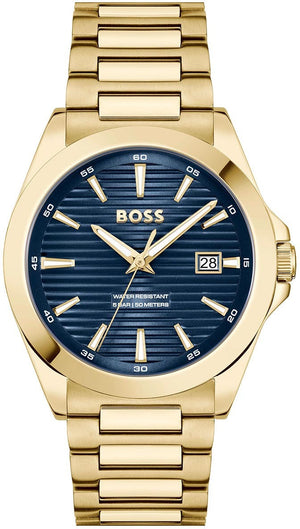 Buy Shop Hugo Boss Strike Blue Dial Gold Steel Strap Watch for Men - 1514172 USA Online