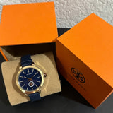 Buy Shop Tory Burch Collins Quartz Blue Dial Blue Leather Strap Watch for Women - TBW1203 USA Online