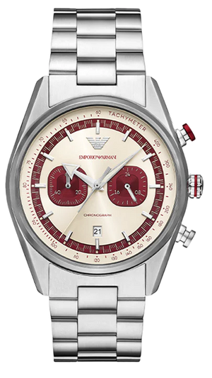 Buy Shop Emporio Armani Racer Chronograph White Dial Silver Steel Strap Watch for Men - AR11645 USA Online
