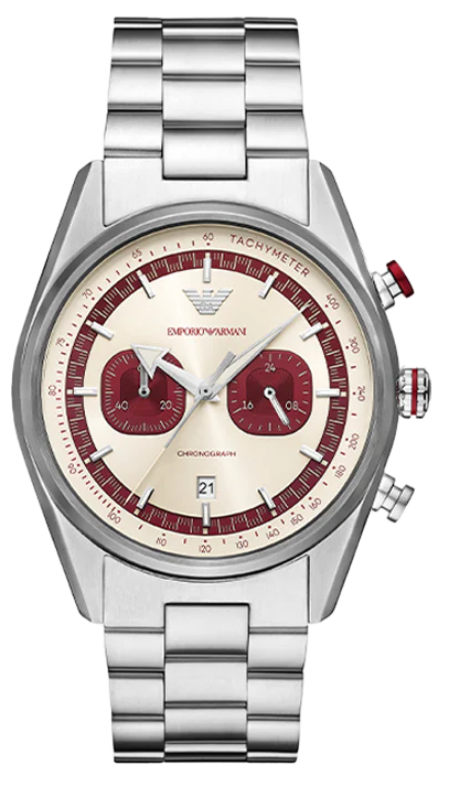 Buy Shop Emporio Armani Racer Chronograph White Dial Silver Steel Strap Watch for Men - AR11645 USA Online