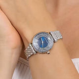 Buy Shop Emporio Armani Gianni T-Bar Blue Dial Silver Steel Strap Watch for Women - AR11627 USA Online