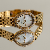 Buy Shop Tory Burch Oval Mother of Pearl Dial Gold Steel Strap Watch for Women - TBW6034 USA Online