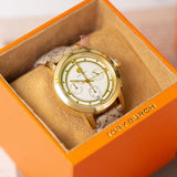 Buy Shop Tory Burch The Tory Chronograph White Dial Maroon Jacquard Strap Watch for Women - TBW1050 USA Online