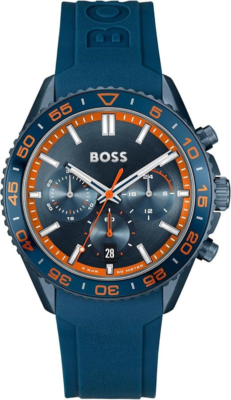 Buy Shop Hugo Boss Runner Chronograph Blue Dial Blue Silicone Strap Watch for Men - 1514142 USA Online
