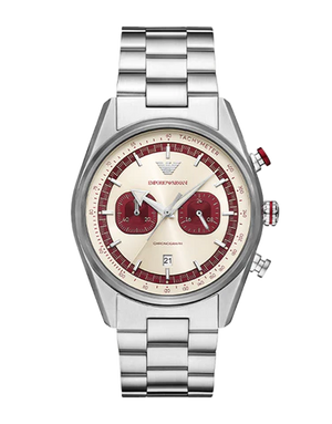 Buy Shop Emporio Armani Racer Chronograph White Dial Silver Steel Strap Watch for Men - AR11645 USA Online