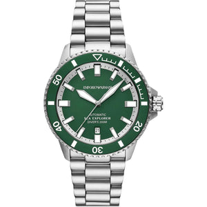 Buy Shop Emporio Armani Sea Explorer Green Dial Silver Steel Strap Watch for Men - AR60088 USA Online