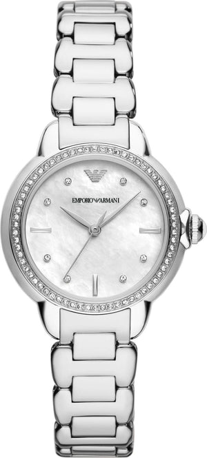 Buy Shop Emporio Armani Mia Mother of Pearl Dial Silver Steel Strap Watch for Women - AR11596 USA Online