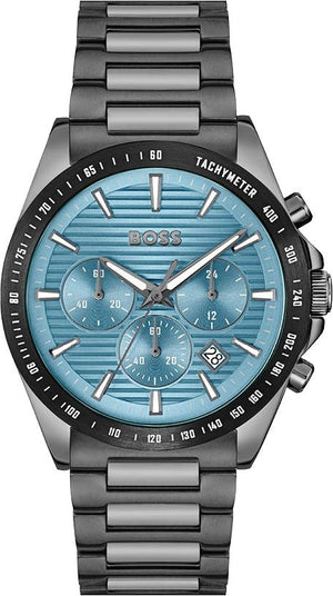 Buy Shop Hugo Boss Strike Chronograph Blue Dial Black Steel Strap Watch for Men - 1514242 USA Online