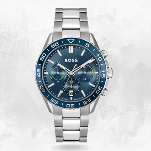 Buy Shop Hugo Boss Runner Chronograph Blue Dial Silver Steel Strap Watch for Men - 1514143 USA Online