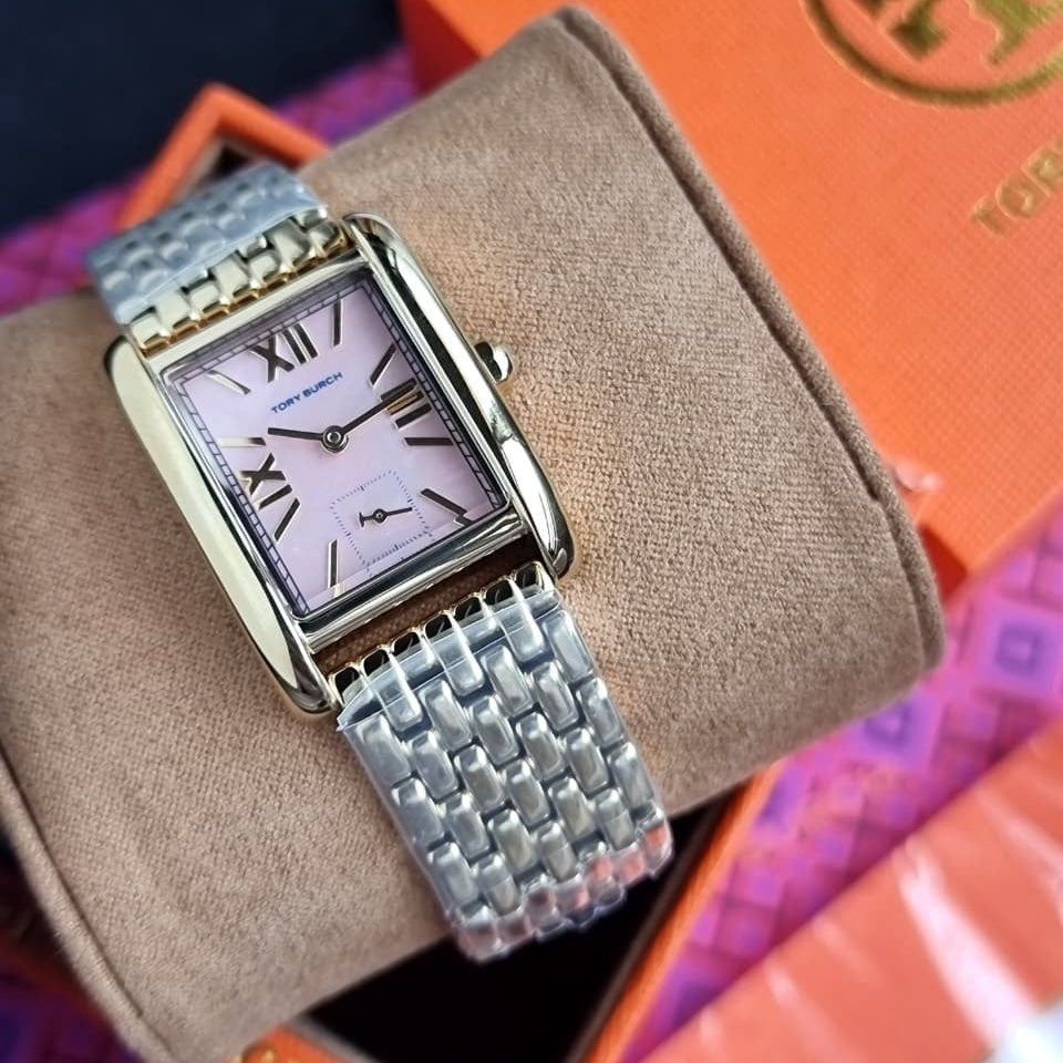 Buy Shop Tory Burch Eleanor Mother of Pearl Pink Dial Gold Steel Strap Watch for Women - TBW1077 USA Online