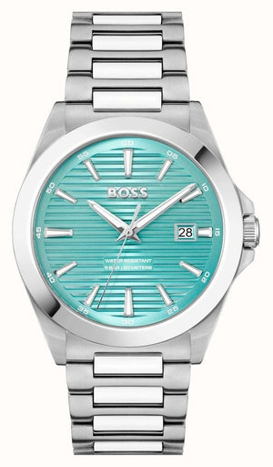Buy Shop Hugo Boss Strike Turquoise Blue Dial Silver Steel Strap Watch for Men - 1514171 USA Online