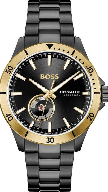 Buy Shop Hugo Boss Troper Chronograph Automatic Black Dial Black Steel Strap Watch for Men - 1514203 USA Online