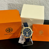 Buy Shop Tory Burch Collins Quartz Blue Dial Blue Leather Strap Watch for Women - TBW1203 USA Online