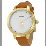 Buy Shop Tory Burch Collins Quartz White Dial Brown Leather Strap Watch for Women - TBW1202 USA Online