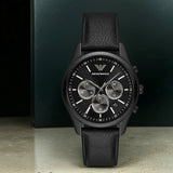 Buy Shop Emporio Armani Antonio Chronograph Black Dial Black Leather Strap Watch for Men - AR11583 USA Online