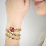 Buy Shop Just Cavalli Enchanting Red Dial Gold Steel Strap Watch for Women - JC1L302M0035 USA Online