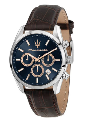 Buy Shop Maserati Attraction Limited Edition Chronograph Blue Dial Brown Leather Strap Watch for Men - R8851151003 USA Online