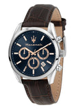 Buy Shop Maserati Attraction Limited Edition Chronograph Blue Dial Brown Leather Strap Watch for Men - R8851151003 USA Online