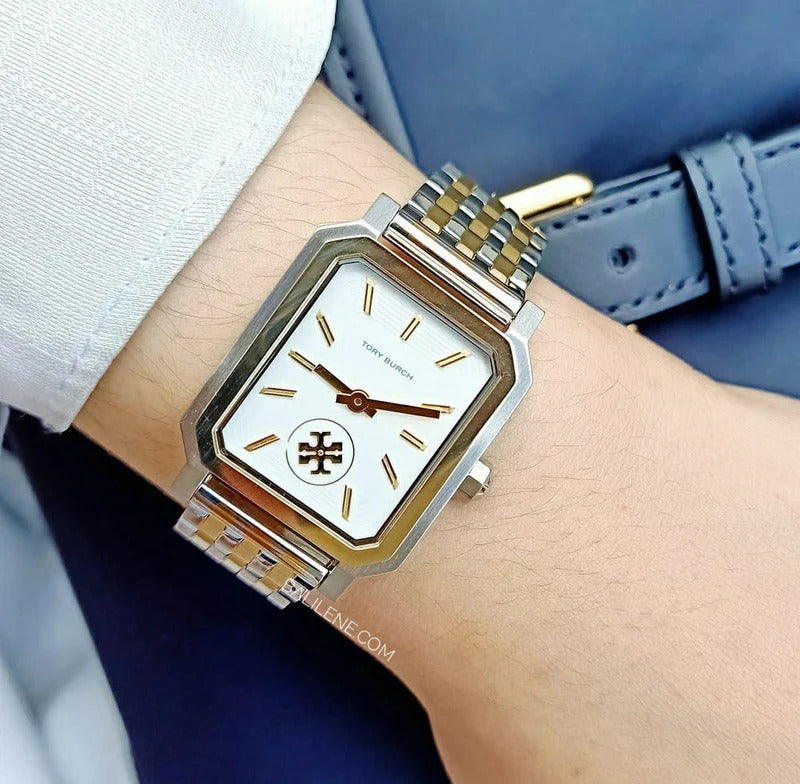Buy Shop Tory Burch Robinson White Dial Two Tone Steel Strap Watch for Women - TBW1509 USA Online