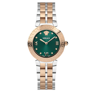 Versace Daphnis Analog Green Dial Two Tone Steel Strap Watch for Women - VEOCA0224