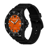 Buy Shop Emporio Armani World Explorer Orange Dial Black Silicone Strap Watch for Men - AR11684 USA Online