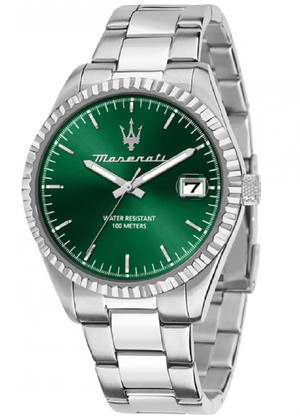 Buy Shop Maserati Competizione Green Dial Silver Steel Strap Watch for Men - R8853100043 USA Online