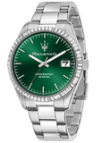Buy Shop Maserati Competizione Green Dial Silver Steel Strap Watch for Men - R8853100043 USA Online