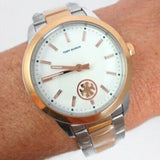 Buy Shop Tory Burch Collins White Dial Two Tone Steel Strap Watch for Women - TBW1305 USA Online