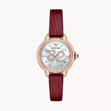 Buy Shop Emporio Armani Mia Mother of Pearl Dial Red Leather Strap Watch for Women - AR11646 USA Online