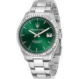 Buy Shop Maserati Competizione Green Dial Silver Steel Strap Watch for Men - R8853100043 USA Online