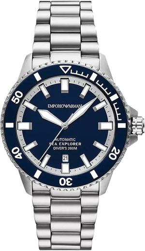 Buy Shop Emporio Armani Sea Explorer Blue Dial Silver Steel Strap Watch for Men - AR60087 USA Online
