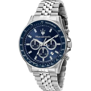 Buy Shop Maserati SFIDA Chronograph Blue Dial Silver Steel Strap Watch for Men - R8873640025 USA Online