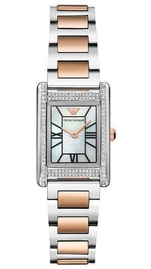 Buy Shop Emporio Armani Genni Mother of Pearl Dial Two Tone Steel Strap Watch for Women - AR11626 USA Online