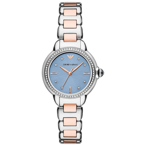 Buy Shop Emporio Armani Three Hand Blue Dial Two Tone Steel Strap Watch for Women - AR11597 USA Online