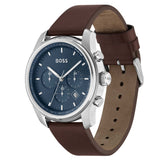 Buy Shop Hugo Boss Trace Chronograph Blue Dial Brown Leather Strap Watch for Men - 1514002 USA Online