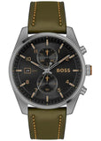 Buy Shop Hugo Boss Skytraveller Chronograph Black Dial Green Leather Strap Watch for Men - 1514148 USA Online