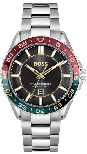 Buy Shop Hugo Boss Runner 3H Black Dial Silver Steel Strap Watch for Men - 1514210 USA Online