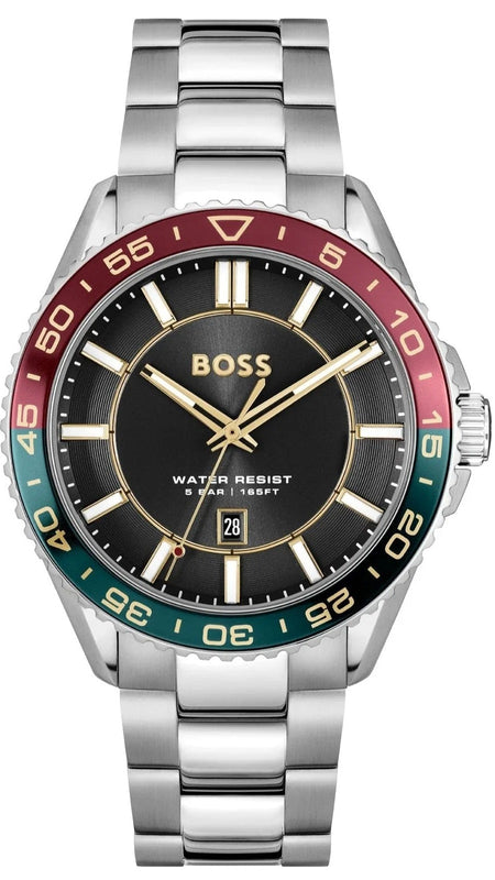 Buy Shop Hugo Boss Runner 3H Black Dial Silver Steel Strap Watch for Men - 1514210 USA Online