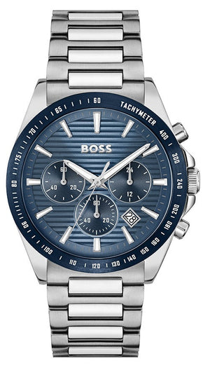 Buy Shop Hugo Boss Strike Chronograph Blue Dial Silver Steel Strap Watch for Men - 1514240 USA Online